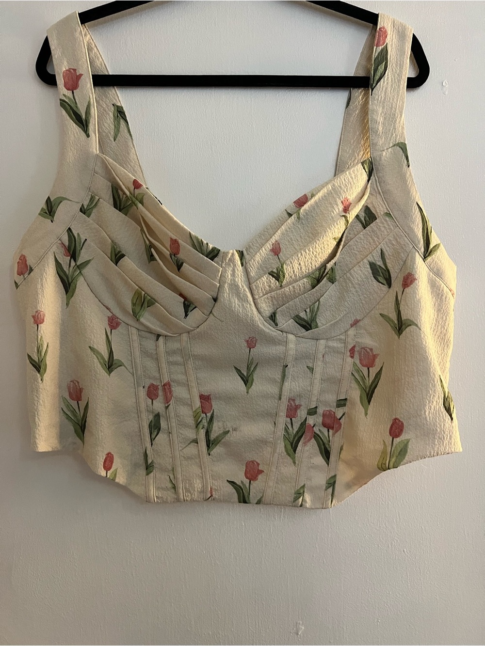 Cider Cream Floral Tulip Cropped Bustier